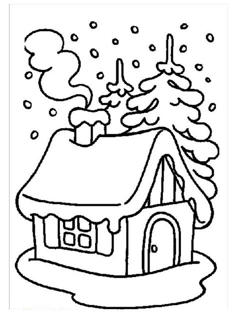 Snowy House Coloring Page Coloring Pages