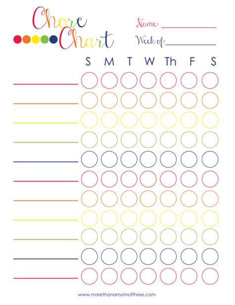 Free Printable Kids Chore Chart More Than A Mom Of Three