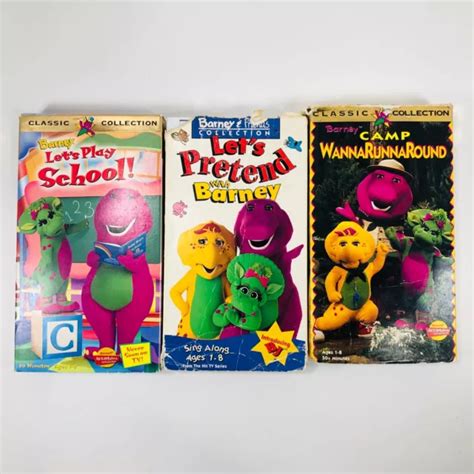 BARNEY VHS TAPES Barney S Lot Of 3 WannaRunnaRound Lets Pretend Lets