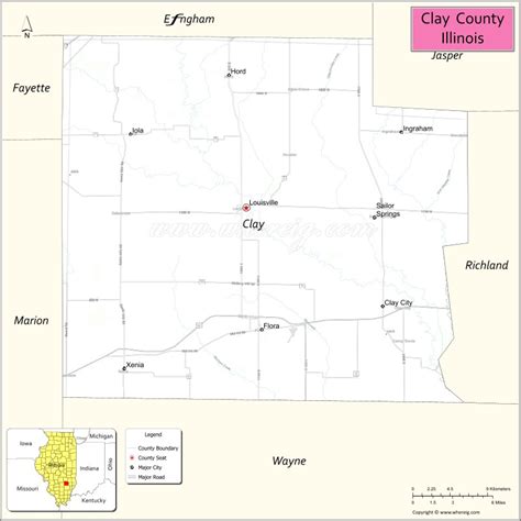 Clay County Map Illinois Where Is Located Cities Population