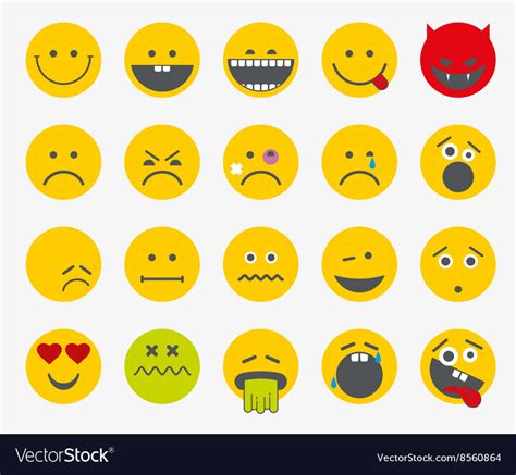 Emoticons Emoji Smiley Flat Set Royalty Free Vector Image