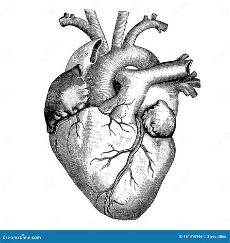 Medycyna Ludzki Serce Wiktoriański Anatomiczny Rysunek Ilustracji