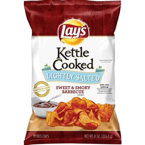 Lays Kettle Cooked Lightly Salted Sweet And Smoky Barbecue Potato Chips