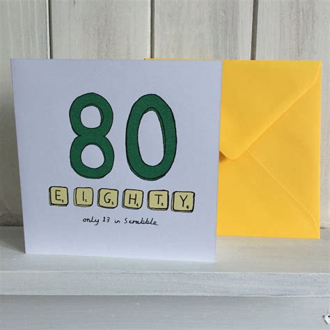 Happy Birthday Card 80th 80 Scrabble Eightieth Birthday Card Etsy