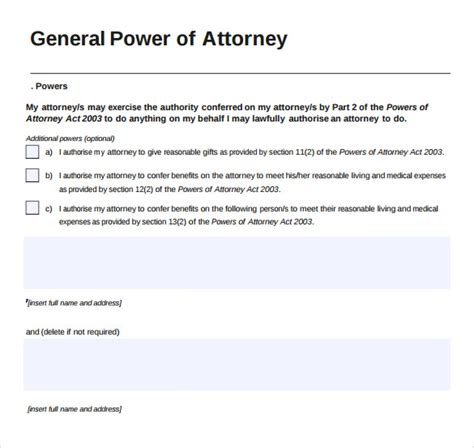 Simple General Power Of Attorney Form Blank Sample Power Of Attorney Blog