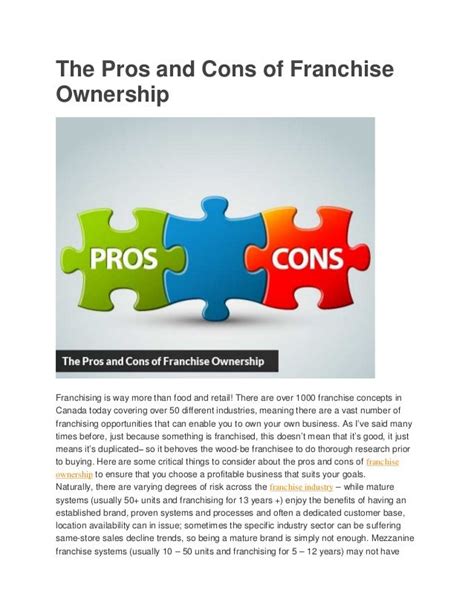 Gary Prenevostthe Pros And Cons Of Franchise Ownership