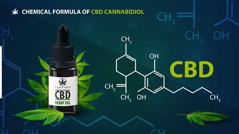 Chemical Formula Of Cbd Cannabidiol And Cbd Oil Bottle With Cannabis