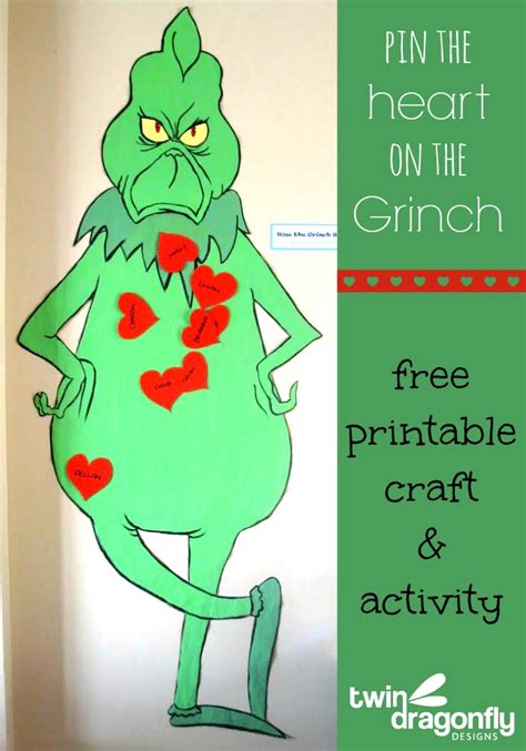 Pin The Heart On The Grinch Activity With Free Printable Dragonfly