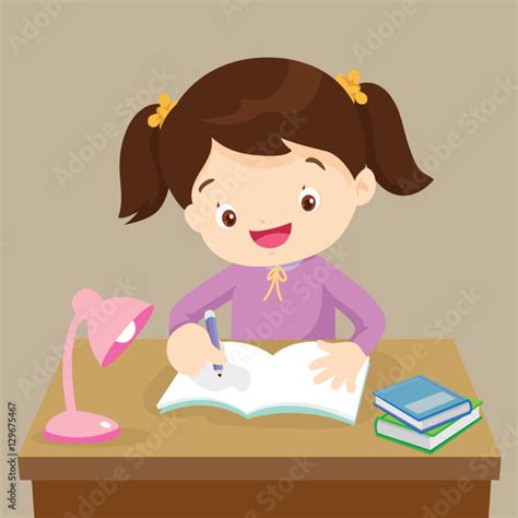 Cute Boy Working On Homework Buy This Stock Vector And Explore