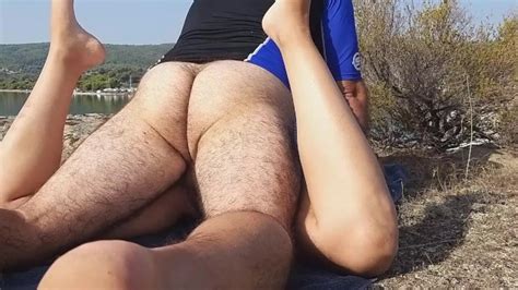 hairy pussy creampie on a small mediterranean sea islet unexpected quick sex while kayaking