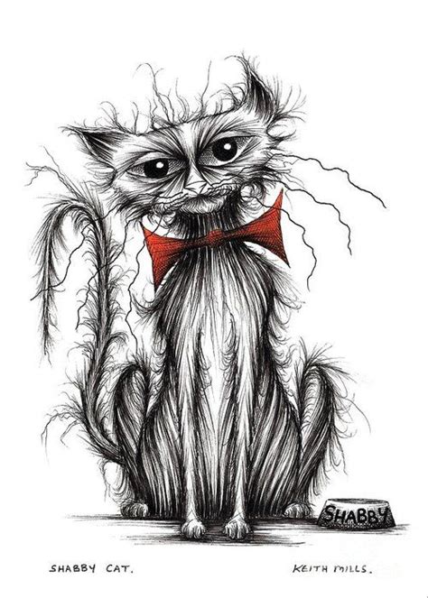 Shabby Cat Greeting Card By Keith Mills Cat Drawing Funny Animal