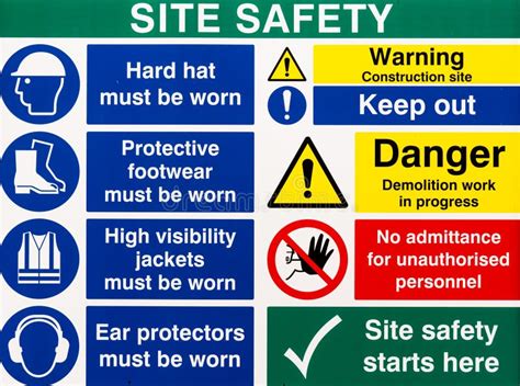 Site Saftey Warning Signs Stock Image Image Of Dangerous 61158953