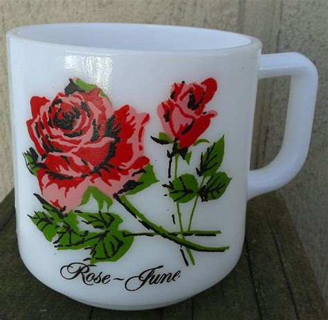 June Rose Flower Milk Glass Mug By Accumulateawesome On Etsy 13 57 Etsy Rose Flower Mugs