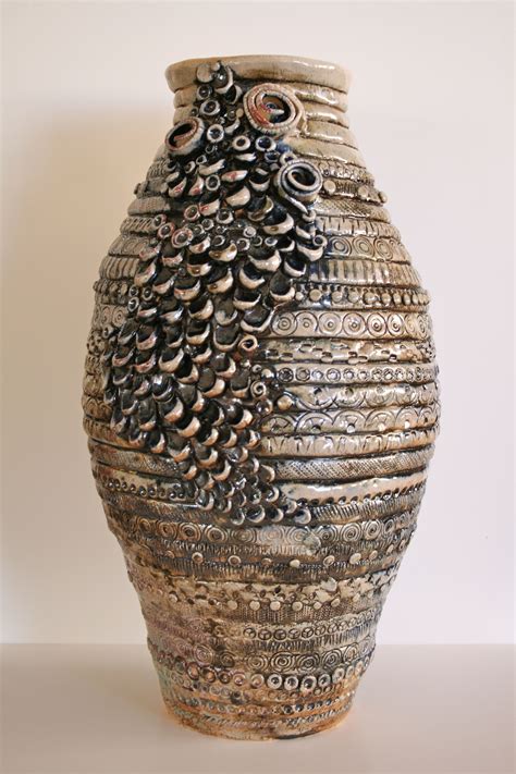 Coil Ceramic Vase With Embellishments Coil Pottery Coil Pots Pottery