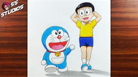 How To Draw Doraemon And Nobita Walking Easy Step By Step Doraemon