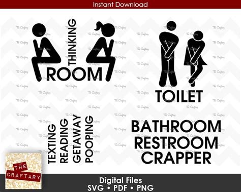 Funny Toilet Door Men Women Bathroom Restroom Signs Decal Svg Etsy