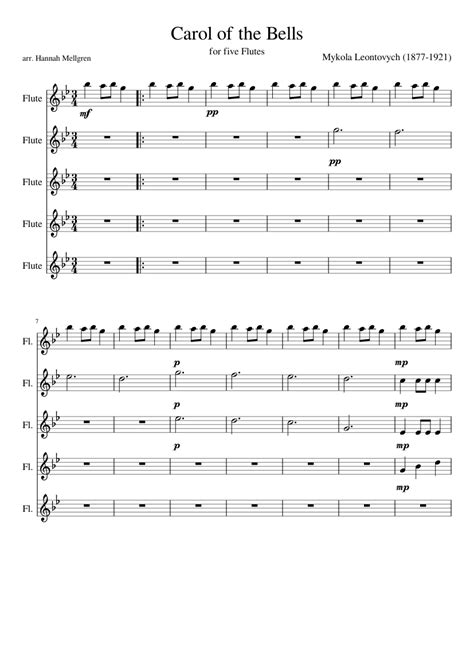 Carol Of The Bells Sheet Music For Flute Download Free In Pdf Or Midi