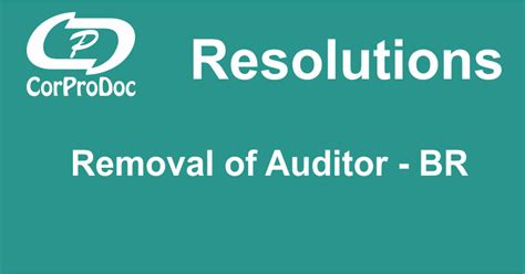 Removal Of Auditor Br