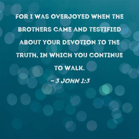 3 John 13 For I Was Overjoyed When The Brothers Came And Testified