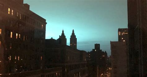 Heres Why A Transformer Malfunction Turned New Yorks Sky Neon Blue