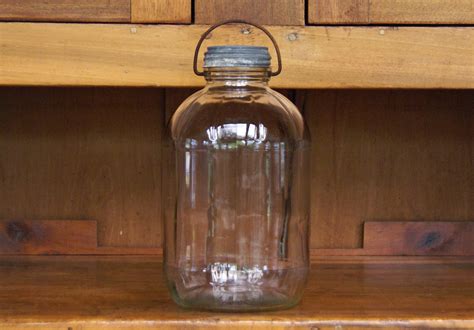 One Gallon Glass Ball Jar With Metal Bail Handle And Zinc Lid Vintage