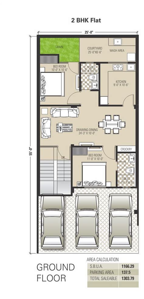 Fully vastu oriented floor plan. 2 Bhk Small House Plans - Modern House