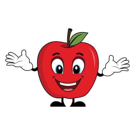 Happy Apple Mascot Cartoon Suitable For Poster Banner Web Icon