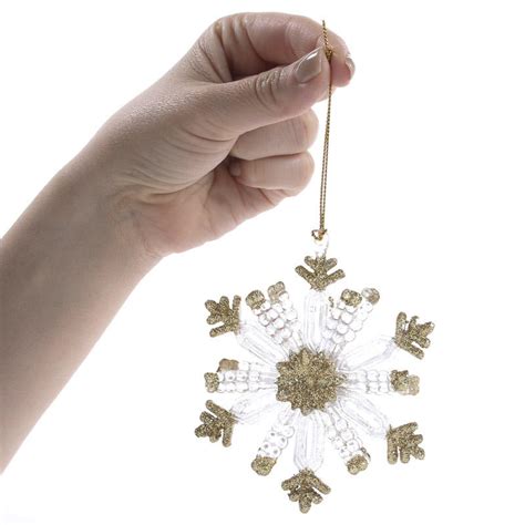 Gold Glittered Snowflake Ornament Christmas Ornaments Christmas And