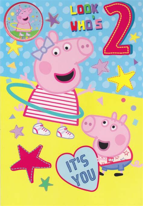 Peppa Pig 2nd Birthday Card With Badge Cardspark