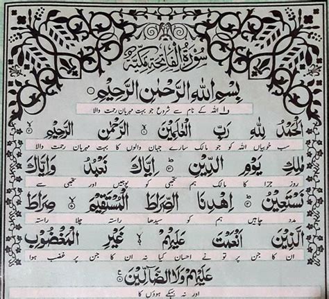Surah Al Fatiha With Urdu Translation Surah Al Fatihah Verses Al Quran