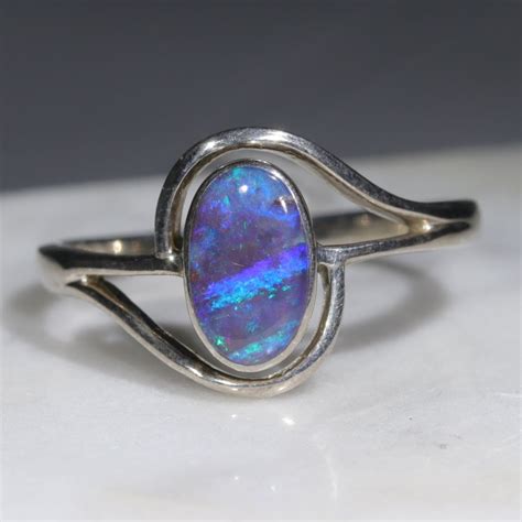 Opal Silver Ring Size 95 Australian Opal Shop