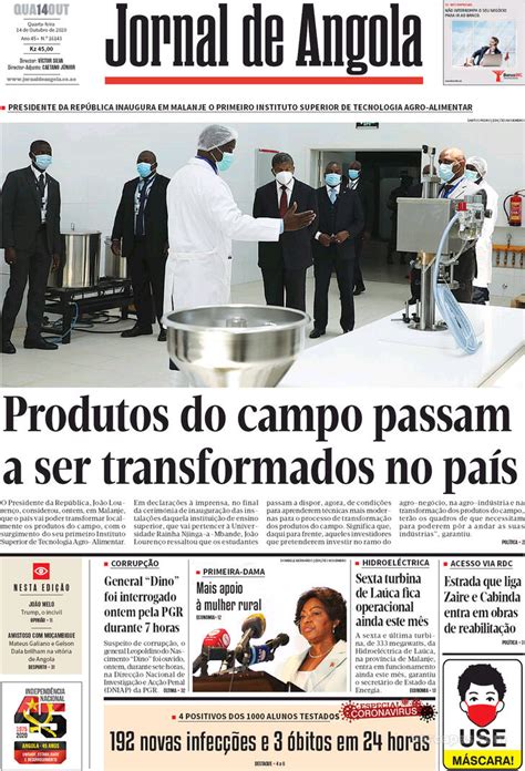 Capa Jornal De Angola De 2020 10 14