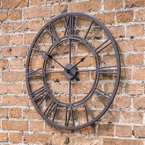 Great savings & free delivery / collection on many items. Outdoor Metal Skeleton Clock - Mocha | Primrose & Plum