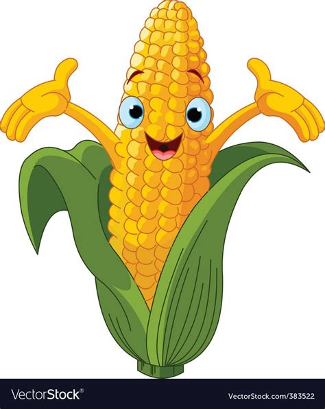 Corn Cartoon Character Vector Image On Happy Cartoon Cartoon Clip