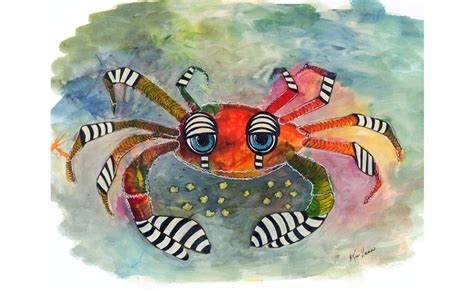 Whimsical Crab Canvas Art Rightside Design Crab Art Whimsical Art