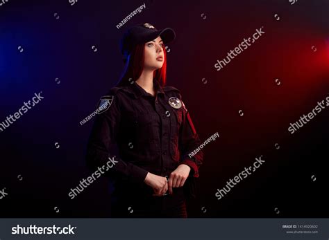 Serious Female Police Officer Posing Camera Stock Photo Shutterstock
