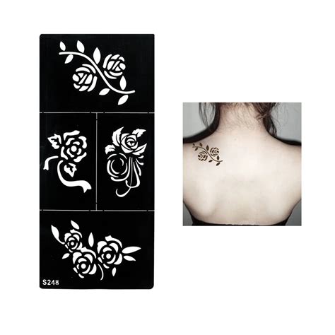 1 pc henna stencil tattoo waterproof temporary rose flower tattoo design for men women girl body