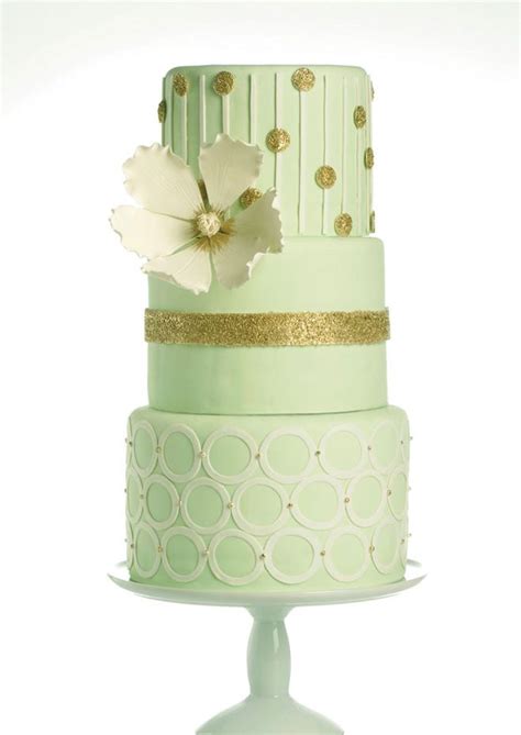 Mint Green And Gold Wedding Cake Weddingcakes Pinterest