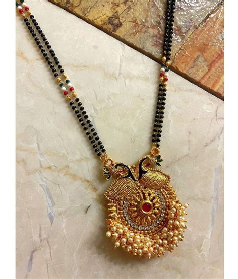 Maharashtrian Style Long Mangalsutra Designs Gold Pendant Simple Red