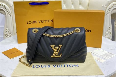 louis vuitton m58552 lv new wave chain bag handbag in black smooth cowhide leather