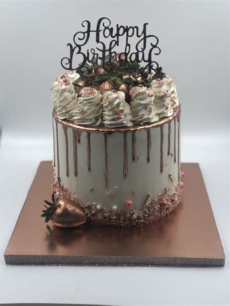 Rose Gold Drip Cake Beautiful Birthday Cakes Pretty Birthday Cakes Chocolate Drip Cake