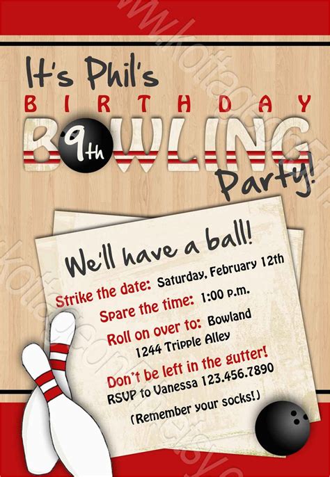 Bowling Birthday Party Invitation Wording Birthdaybuzz