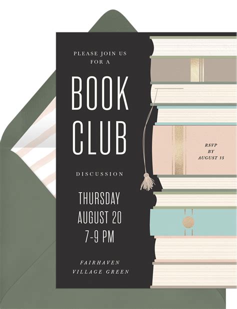 Foiled Book Club Invitations In Green