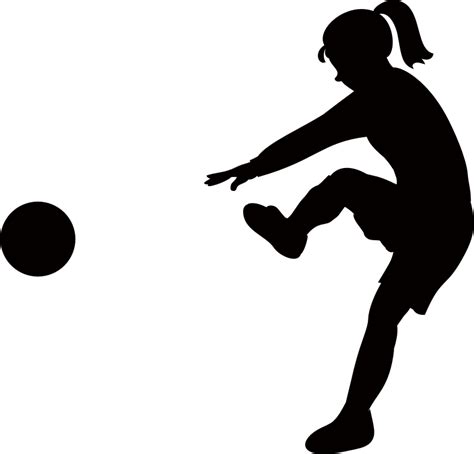 Girl Kicking Soccer Ball Silhouette Openclipart