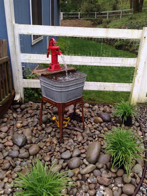 Fountain Using Old Washtub Hand Water Pump And Old Fence Boards