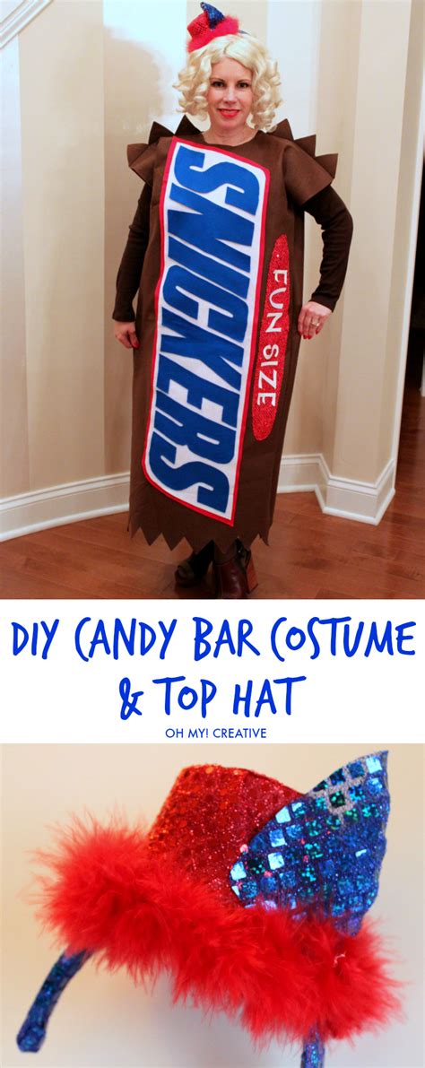 diy candy bar halloween costume and top hat made out of felt a fun halloween costume for adults