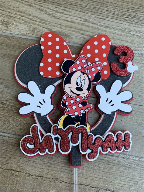 Minnie Mouse Cake Topper Red Minnie Mouse Birthday Topper Etsy