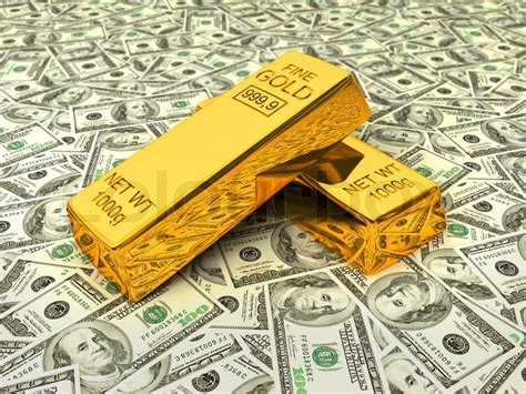 Gold Bars On Dollars Stock Photo Colourbox