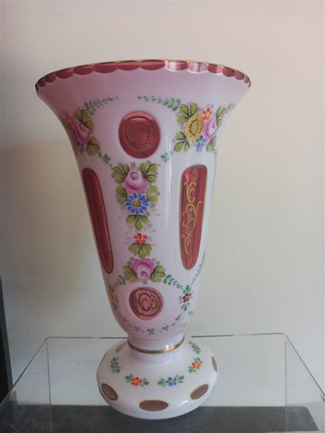 Bohemian Overlay Glass Vase Take A Walk Down Porcelain