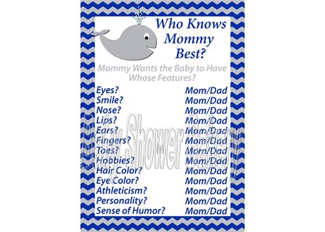Whale Baby Shower Game Whale Theme Baby Shower Printable Who Etsy